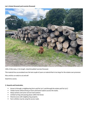 Lot 2 - 100t of roadside firewood at Brocklesby estate firewood yard